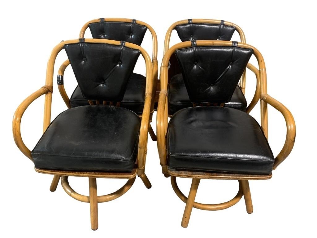 Bamboo Swivel Lounge Chairs & Table