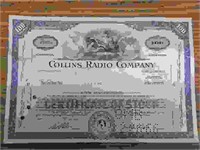 Collins radio company stock certificate