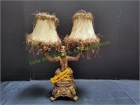 16.5" Vintage Bell Boy Monkey Gold Resin Lamp