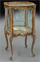 Louis XV style curved glass display cabinet,