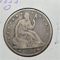 1855 O SEATED LIBERTY HALF DOLLAR