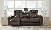 Ashley Mancin Chocolate REC Sofa w/Drop Table