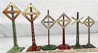 6pc assorted RR crossing signs, from 5.75" to 9"