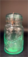 Antique Electric Aqua Quart Fruit Jar Uv Reactive