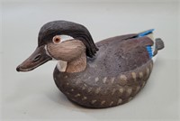 Artistian Hand Carved Duck Sculpture, Signed