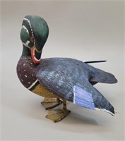 Artistian Hand Carved Duck Sculpture, Signed