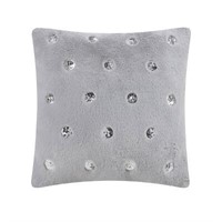 $17  Teen Luxe Fur Silver Sequin Throw Pillow