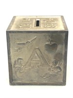 Vintage Metal ABC Block Coin Bank, Children's
