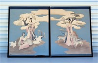 Pair of Asian Inspired Watercolor Prints