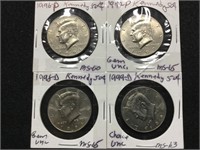 4 Unc Mixed Date Kennedy 50 cent