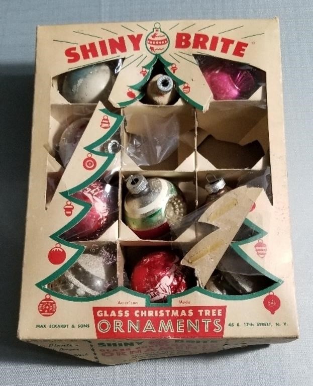 Vintage Glass Christmas Ornaments in Box