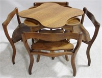 Very Unusual Oak 5pc. Game Table Set