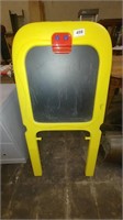 kids plastic easel, one side chalk, one dry erase