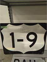Metal route 1-9 road sign 30 X 24