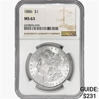 1886 Morgan Silver Dollar NGC MS63