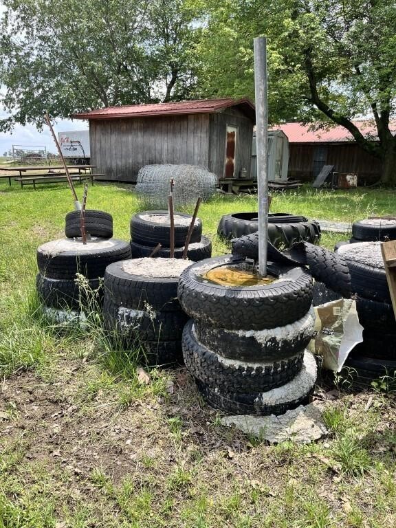 (8) stacks of concrete tires.