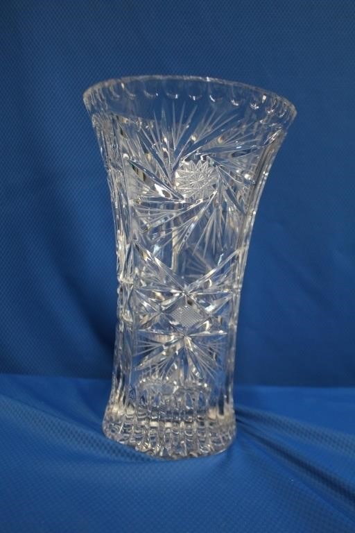 Crystal vase, 6.5 X 10.5"H