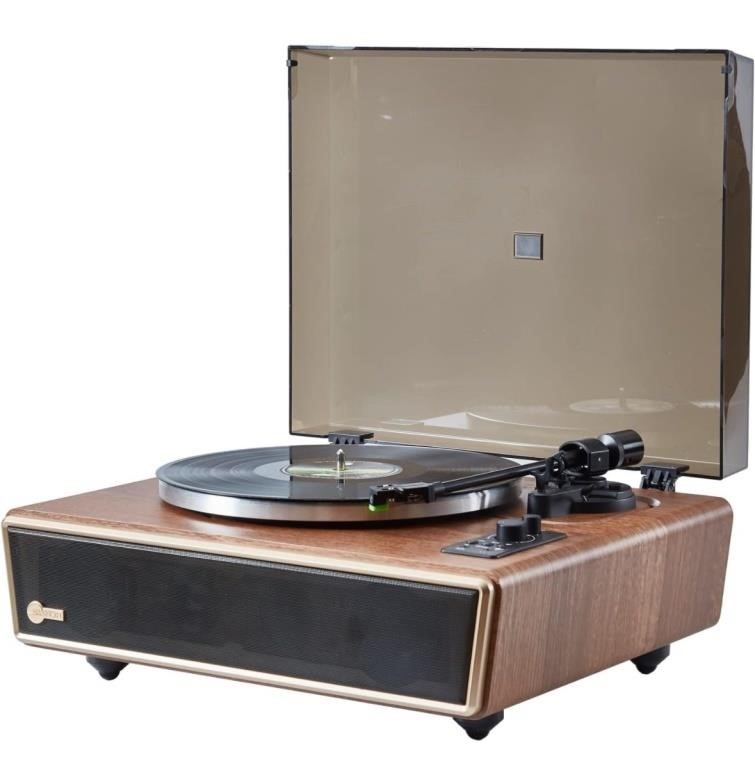 Huygens Walnut bluetooth turntable with built in
