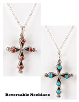 Jewelry Sterling Silver Reversible Cross Necklace