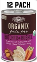 12 CANS DOG FOOD BUTCHER & BUSHEL 

GRAIN