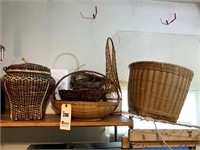 Assorted Wicker Baskets, Styrofoam Cooler