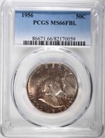 1956 FRANKLIN HALF DOLLAR, PCGS MS-66 FBL