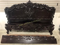 Stunning Heavily Carved Dark Wood Bed