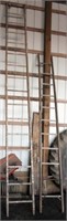 2 straight wood ladders