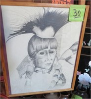 Native American Framed Sketch