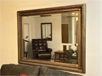 VERY LARGE MIRROR framed with bevelled glass apx 6