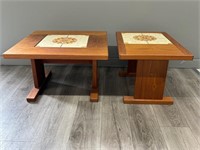 Pair of Wood Inlaid w/ Tile Side Tables