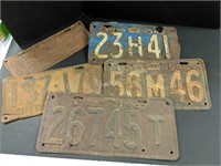 5 Ontarian License Plates 1921- 1947