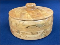 9 1/2” Wooden Hand Turned Bowl with lid