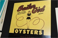 Reproduction Sign Sailor Girl Brand Oysters Non