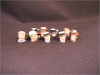 10 miniature Toby jugs: two Sam Weller, Sairey Gam