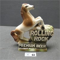 Chalkware Rolling Rock Horse Statue