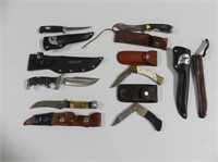 TRAY LOT OF ASSORTED HUNTING/FISHING KNIVES