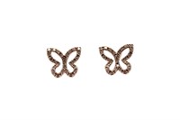 Sterling Silver .17 Ct Diamond Butterfly Earrings