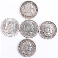 Coin 5 Columbian Expo Half Dollars VF-AU