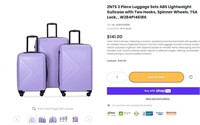 N2269 3 Piece Luggage Sets ABS, Light Purple