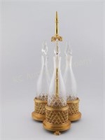 Gilt Bronze Liquor Bottle Holder.Cut Glass