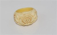 Vintage ivory carved rose ring