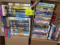 TWO BOXES OF KIDS VHS AND DVDS