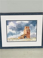framed watercolor "Elevator" signed P. Thompson