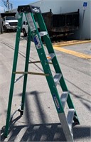 6 FT FIBERGLASS A FRAME LADDER, LEG WAS REINFORCED