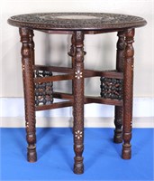 Moroccan Carved & Inlaid Wood Folding Stand