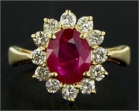 14kt Gold 2.33 ct Oval Ruby & Diamond Ring