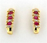 Genuine Pink Tourmaline & Diamond Earrings
