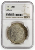 1881-S MS63 Morgan Silver Dollar *Rim Toned NICE