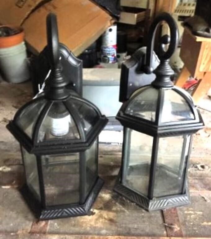 Pair Metal Exterior Lanterns